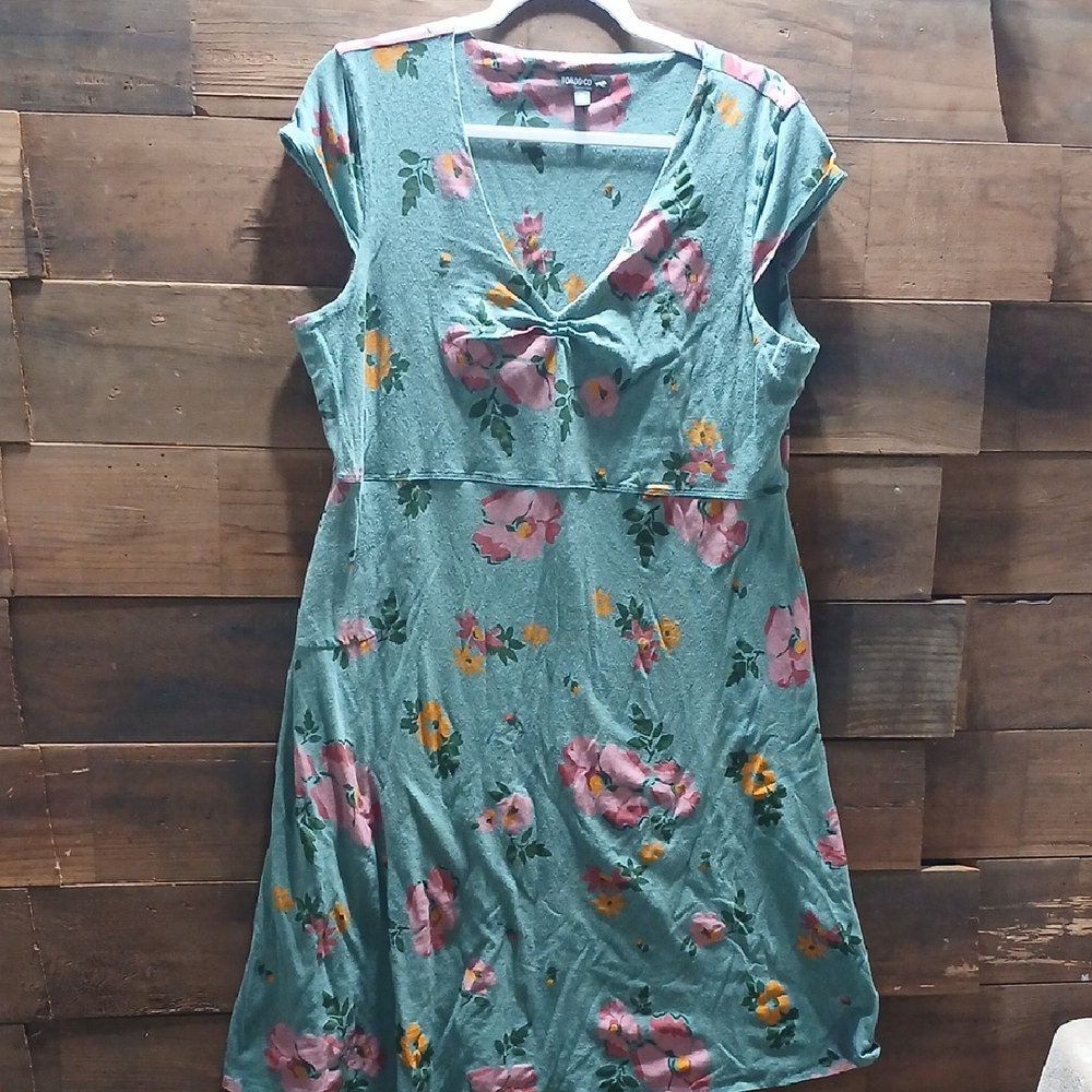 Toad&Co Rosemarie Green Floral Midi Dress Size XL